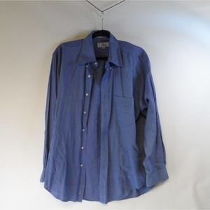 L.L.Bean Dress Shirt Men's 16.5 Blue Cotton Long Sleeve Button-Down Classic